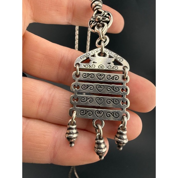 Brighton Home Is Where The Heart Is Necklace Silver Tone Flapper Opera 40" - Picture 3 of 10